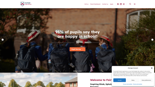 Screenshot of the Fairfield Parent Teacher Association website