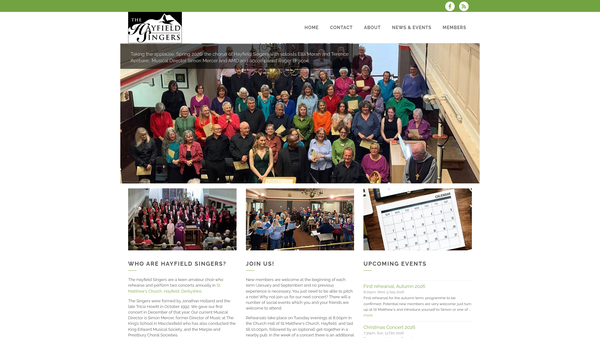 Screenshot of the The Hayfield Singers website