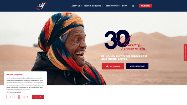 Screenshot of the Sat-7 UK Trust Limited website