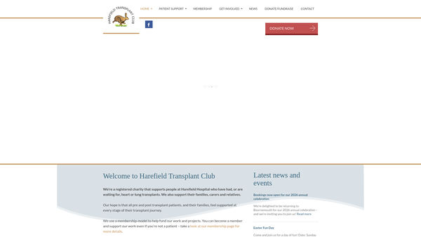 Screenshot of the Harefield Transplant Club (The Hamsters) website