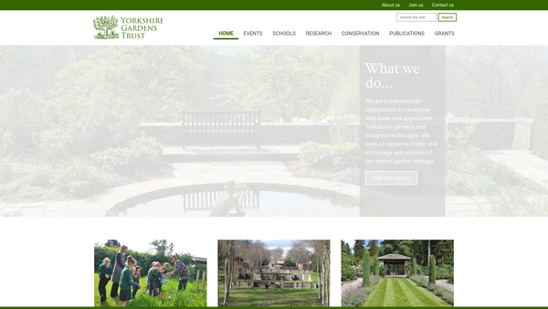 Screenshot of the Yorkshire Gardens Trust website