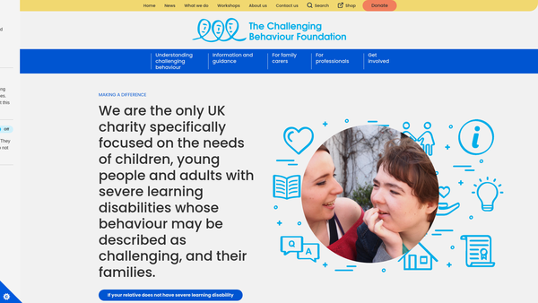 Screenshot of the The Challenging Behaviour Foundation website