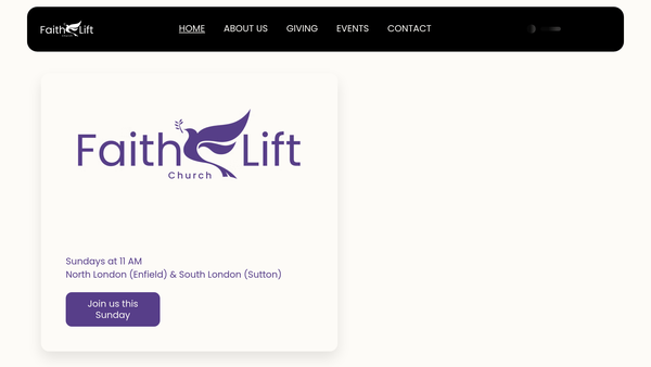 Screenshot of the Faithlift Ministries website