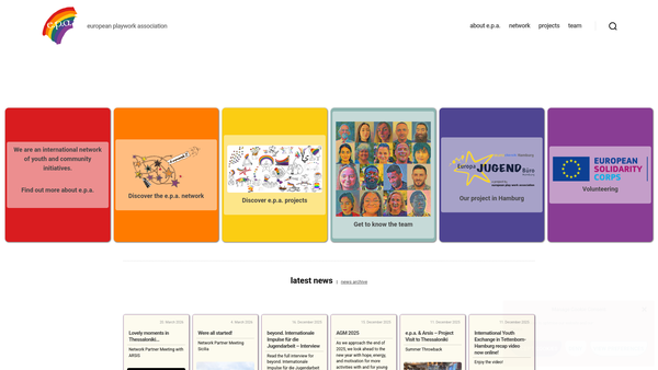 Screenshot of the European Playwork Association (E.p.a.) website