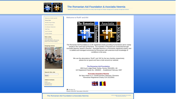 Screenshot of the The Romanian Aid Foundation website
