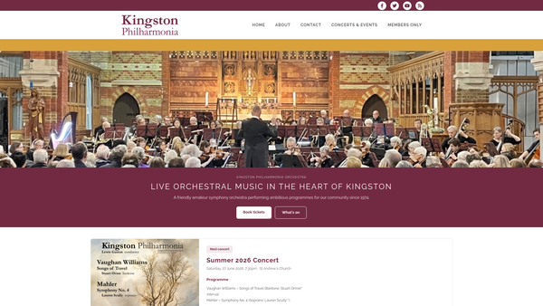 Screenshot of the Kingston Philharmonia website