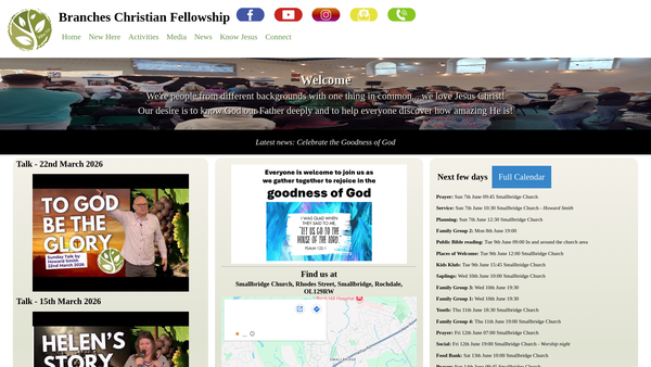 Screenshot of the The Branches Christian Fellowship website