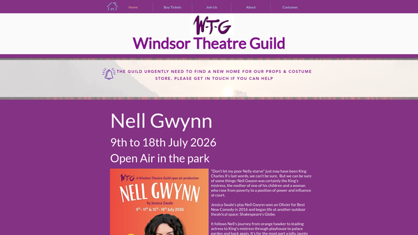 Screenshot of the Windsor Theatre Guild website