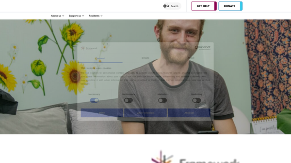 Screenshot of the Framework Housing Association website