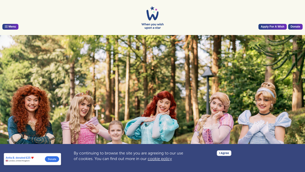 Screenshot of the When You Wish Upon A Star website