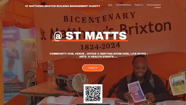 Screenshot of the St Matthew's Church Brixton Pcc Building Management Charity website