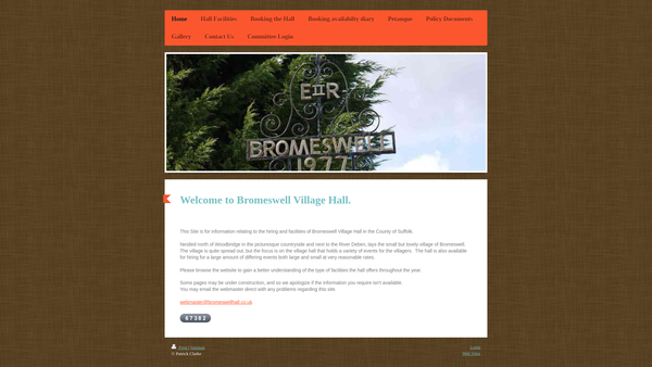 Screenshot of the Bromeswell Village Hall website