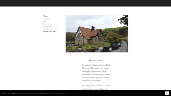 Screenshot of the The Darley Memorial Hall website