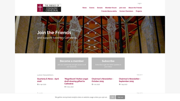 Screenshot of the The Friends Of Coventry Cathedral website