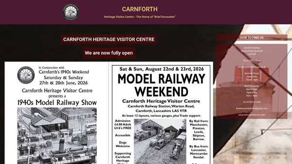 Screenshot of the Carnforth Station And Railway Trust Company Ltd website