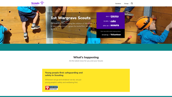 Screenshot of the 1st Wargrave Scout Group website