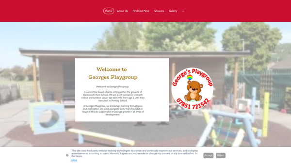 Screenshot of the St Georges Playgroup website