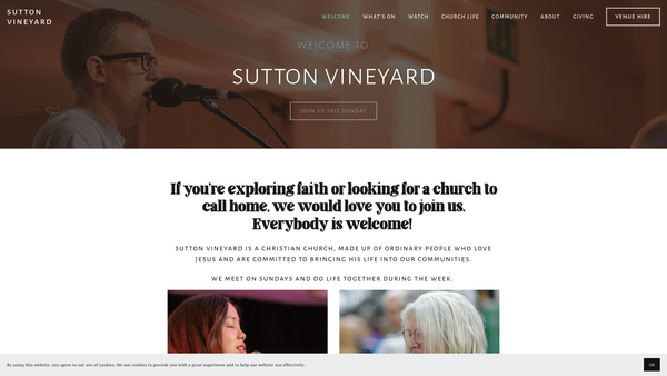 Screenshot of the Sutton Vineyard website