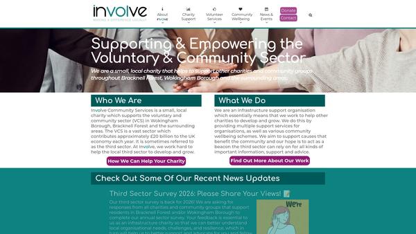 Screenshot of the Involve Community Services website