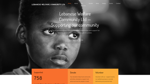 Screenshot of the Lebanese Welfare Community Ltd website