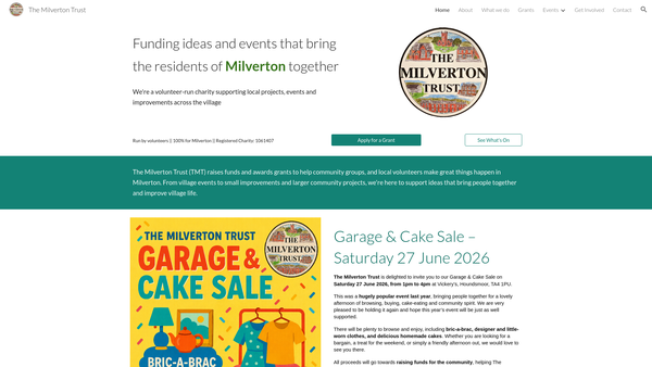Screenshot of the The Milverton Trust website