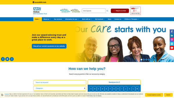 Screenshot of the Oxleas NHS Foundation Trust Charitable Fund website