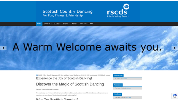 Screenshot of the The Royal Scottish Country Dance Society Ribble Valley Branch website