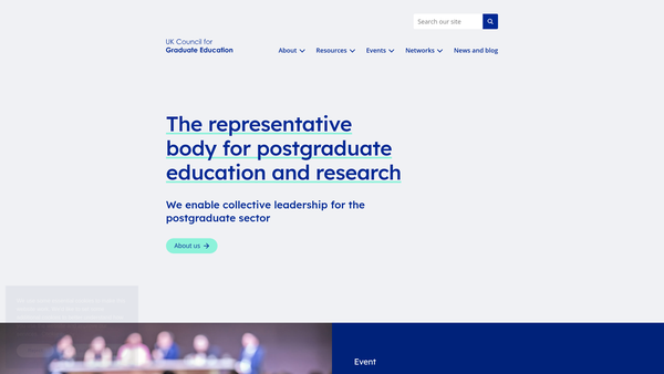Screenshot of the U.K. Council For Graduate Education website