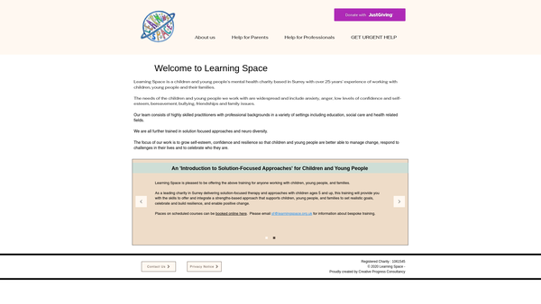 Screenshot of the Learning Space website