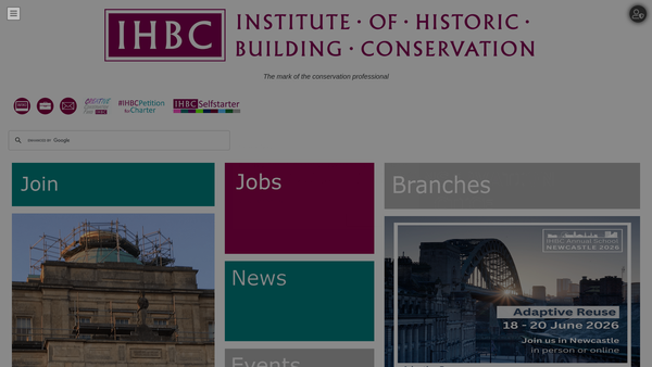 Screenshot of the The Institute Of Historic Building Conservation website