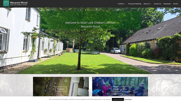 Screenshot of the Noah's Ark Children's Venture website
