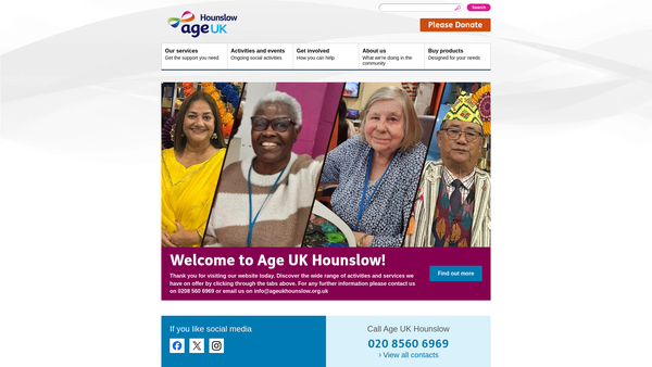 Screenshot of the Age UK Hounslow website