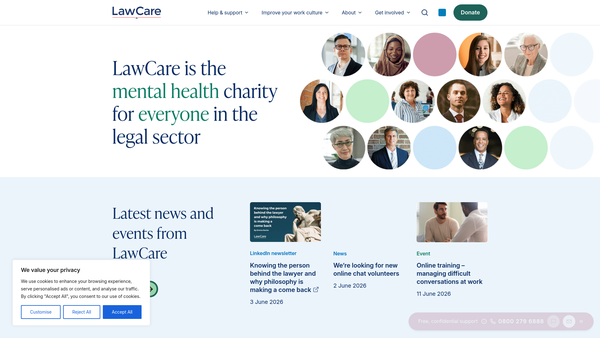 Screenshot of the Lawcare Limited website