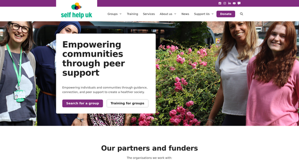 Screenshot of the Self Help Nottingham website