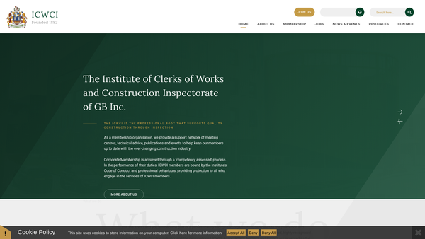 Screenshot of the Benevolent Fund Of The Institute Of Clerks Of Works Of Great Britain Incorporated website