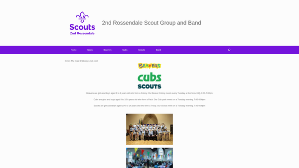 Screenshot of the 2nd Rossendale Scout Group website