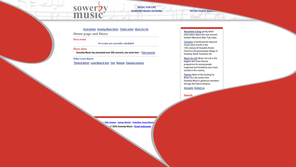 Screenshot of the Sowerby Music website