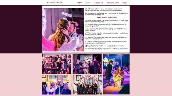 Screenshot of the Wedmore Opera website