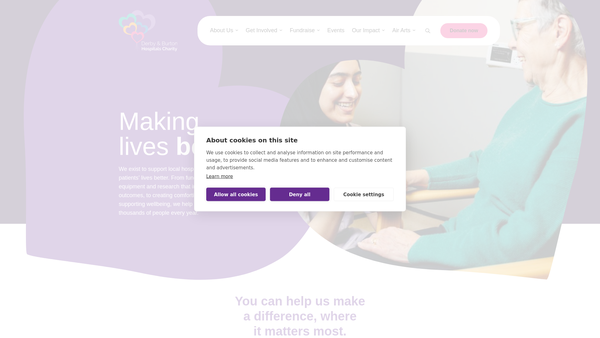 Screenshot of the Derby and Burton Hospitals Charity website