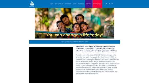 Screenshot of the The Tibet Relief Fund Of The United Kingdom website