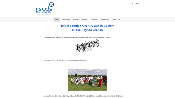Screenshot of the Royal Scottish Country Dance Society (Milton Keynes) website