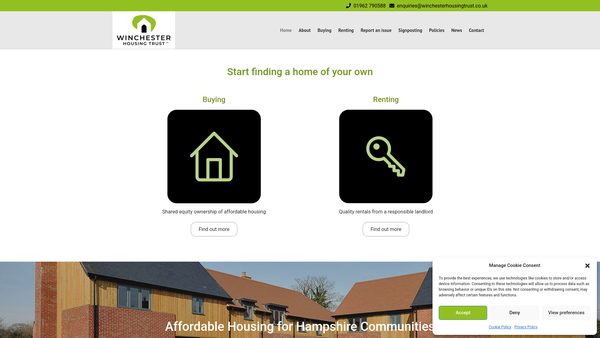 Screenshot of the Winchester Housing Trust Limited website