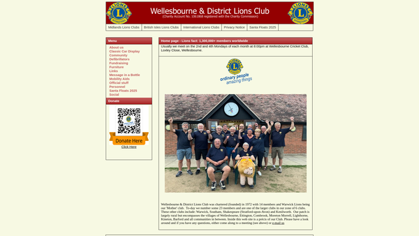 Screenshot of the Wellesbourne and District Lions Club website
