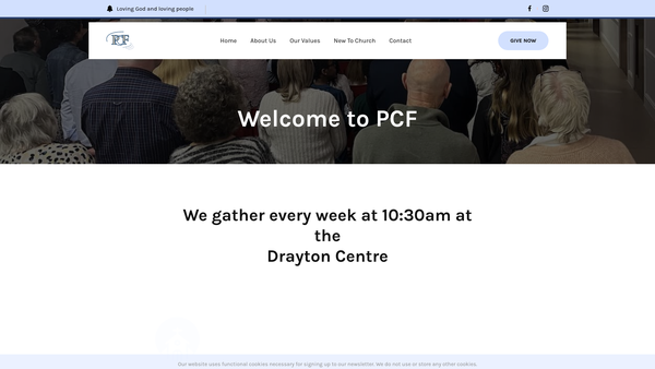 Screenshot of the Portsmouth Christian Fellowship website