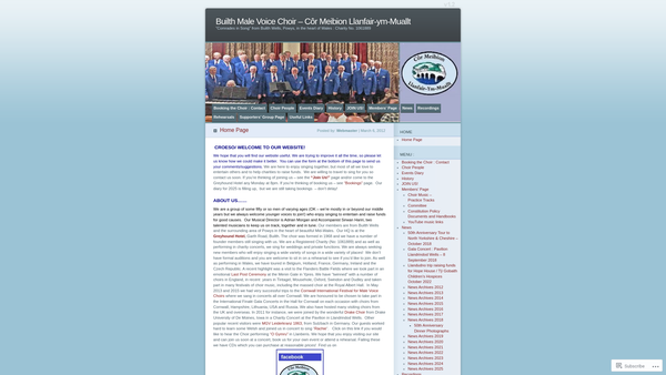 Screenshot of the The Builth Male Voice Choir (Cor Meibion Llanfair Ym Muallt) website