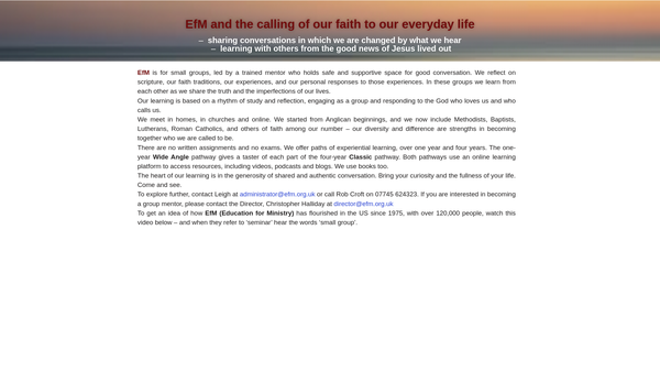 Screenshot of the The Education For Ministry Trust website
