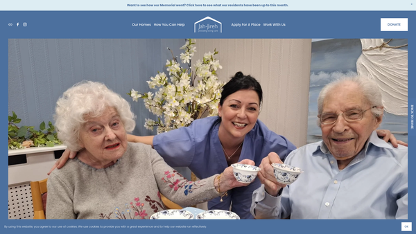 Screenshot of the Jah-Jireh Charity Homes website