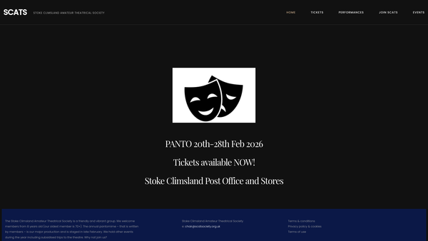 Screenshot of the Stoke Climsland Amateur Theatrical Society website