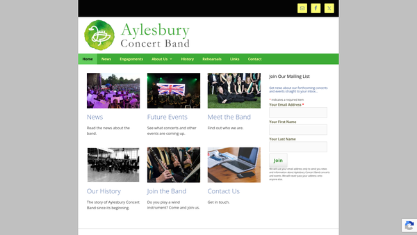 Screenshot of the Aylesbury Concert Band website