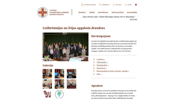 Screenshot of the The Latvian Evangelical Lutheran Church Council In Great Britain website